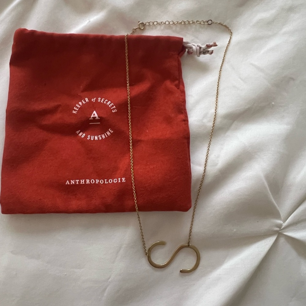 Anthropologie Sideways Initial Necklace
